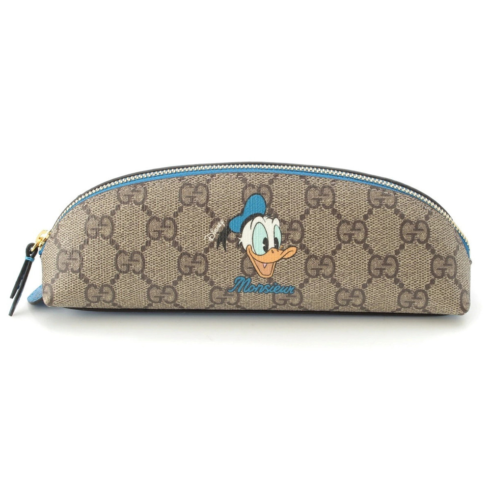 Gucci Disney GG Supreme Donald Duck Pen Case Stationery Beige Cream x Blue